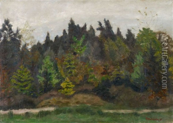 Surheide (+ Landschaft Mit Fischen, Allgau, Verso) Oil Painting - Otto Modersohn