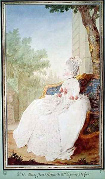 Madame de Mauny Lady in Waiting to the Princess of Conti Oil Painting - Louis Carrogis Carmontelle
