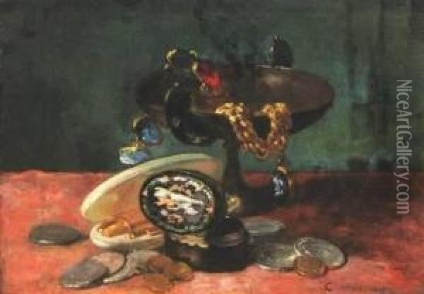Still Life Of Jewelry Oil Painting - Charles Monginot
