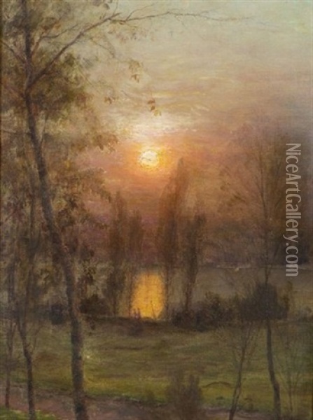 Sunset On Riverside Drive Oil Painting - Alfredo Helsby