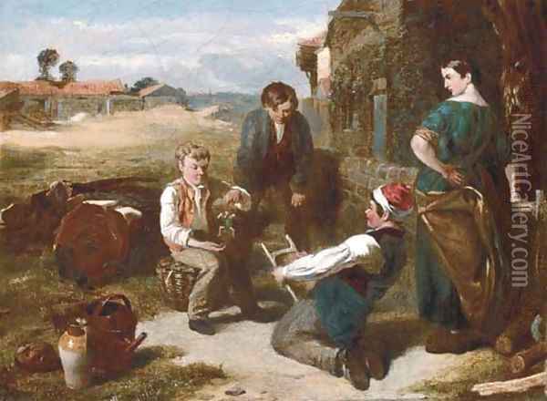 The young puppeteers Oil Painting - Charles Thomas Bale