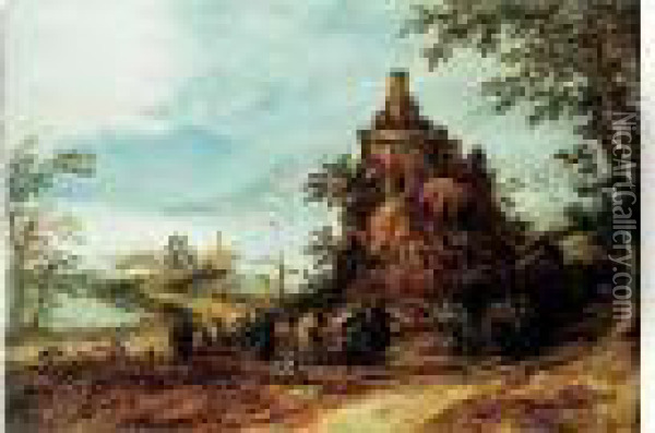 Le Christ Sur La Route D'emmaus Oil Painting - Frans de Momper