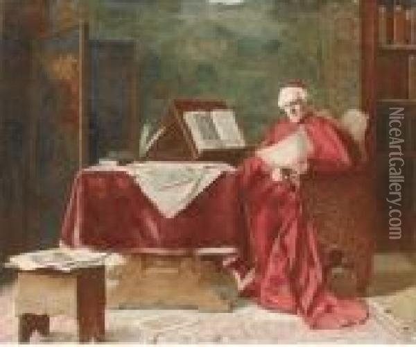 A Cardinal Examining Drawings Oil Painting - Erwin Eichinger