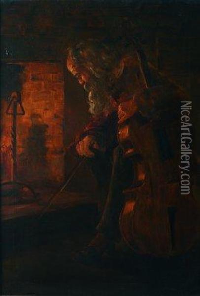 El Violonchelista Oil Painting - Hugo Breul