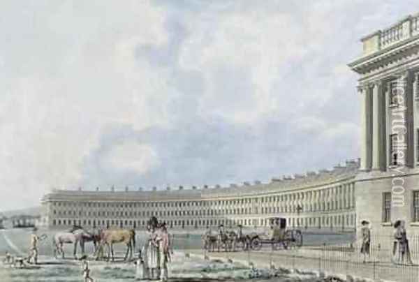 The Royal Crescent Bath 1777 Oil Painting - Thomas Malton, Jnr.