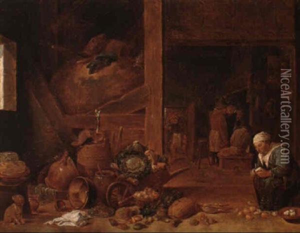 Interieur De Cuisine Oil Painting - Matheus van Helmont