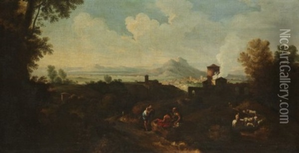 Grosse Landschaft Mit Figurenstaffage Oil Painting - Pieter van Bloemen