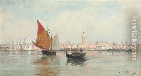 Venetian Harbor Scene Oil Painting - James Macdonald Barnsley
