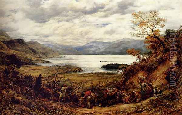 The Emigrants, Derwent Water, Cumberland Oil Painting - John Linnell