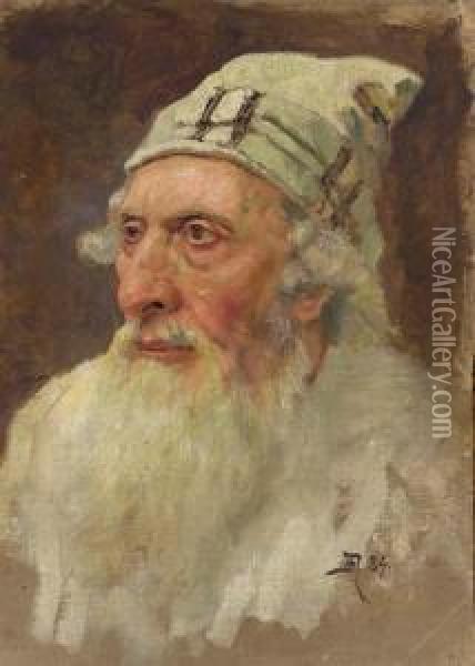 Portrait Of An Old Jewish Man Oil Painting - Vasily Polenov