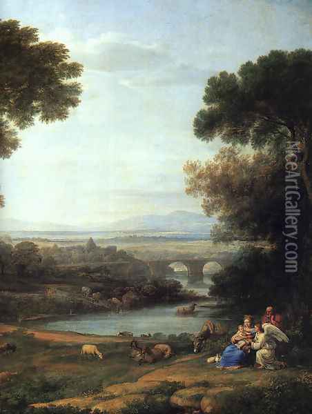 The Rest On The Flight Into Egypt Detail Oil Painting - Claude Lorrain (Gellee)