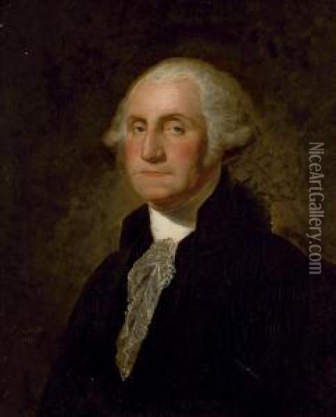 Portrait De George Washington, D'apres Gilbert Stuart Oil Painting - Ary Scheffer