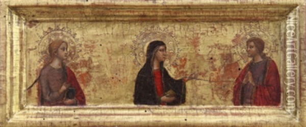 Maria Zwischen Johannes Dem Evangelisten Und Jakobus Oil Painting -  Master of San Martino of Mensola