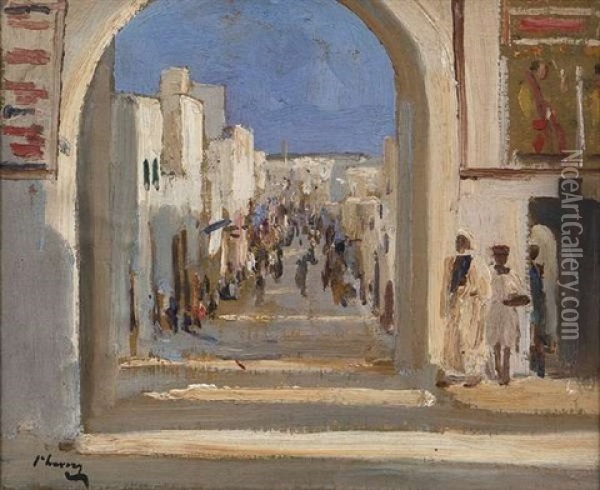 A Street In Rabat, Morocco Oil Painting - John Lavery