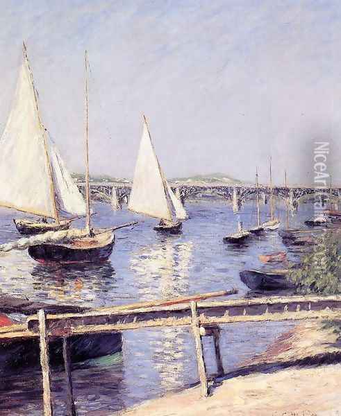 Sailboats In Argenteuil Oil Painting - Gustave Caillebotte