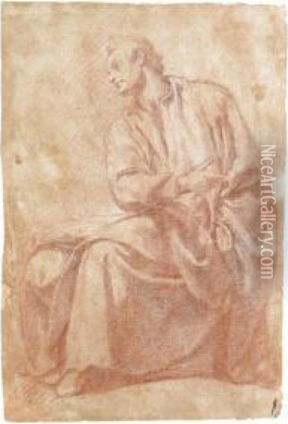 Study Of A Seated Man Turned To The Left Oil Painting - Matteo Rosselli
