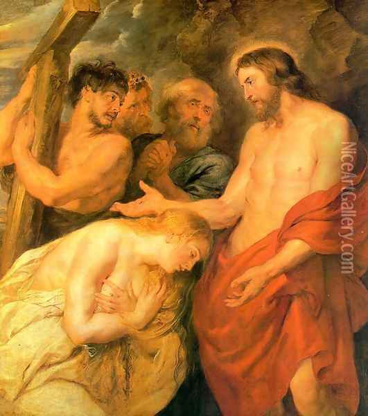 Christ and Mary Magdalene 1618 Oil Painting - Peter Paul Rubens
