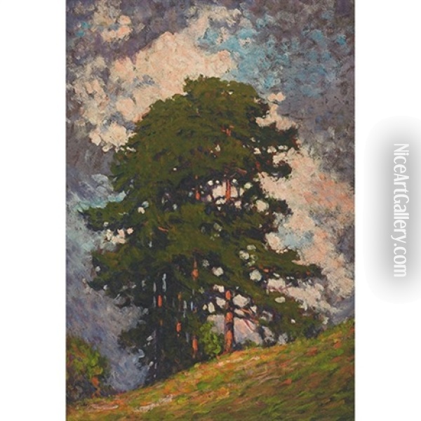 Tree On A Hill Oil Painting - Francis Hans Johnston