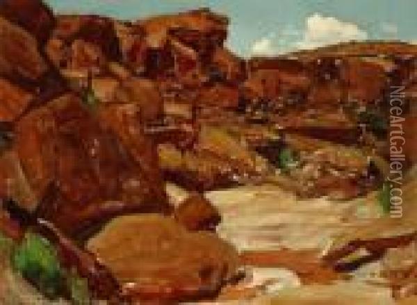 Red Rocks Oil Painting - Frank Tenney Johnson