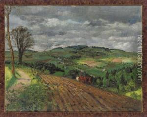 Ploughing The Fields Oil Painting - Hugo Walzer