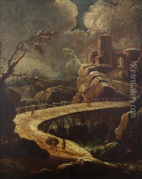 Castle By A Bridge Oil Painting - Joos De Momper