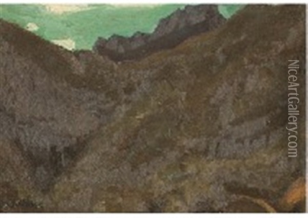 Mt. Myogi Oil Painting - Fujishima Takeji