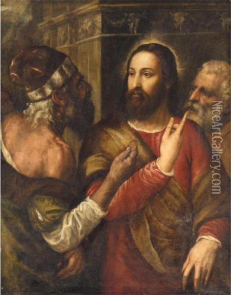 Christ And The Tribute Money Oil Painting - Tiziano Vecellio (Titian)