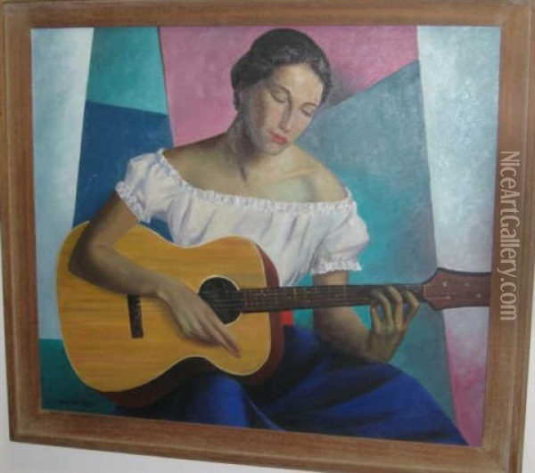 The Guitarist Oil Painting - Karl Larsson