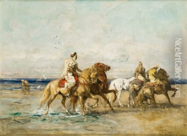 Cavaliers Au Bord De La Mer Oil Painting - Henri Emilien Rousseau