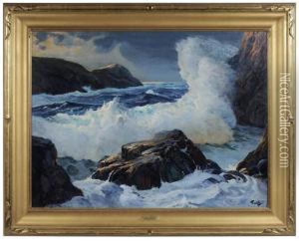 Monhegan Surf Oil Painting - Frederick Judd Waugh