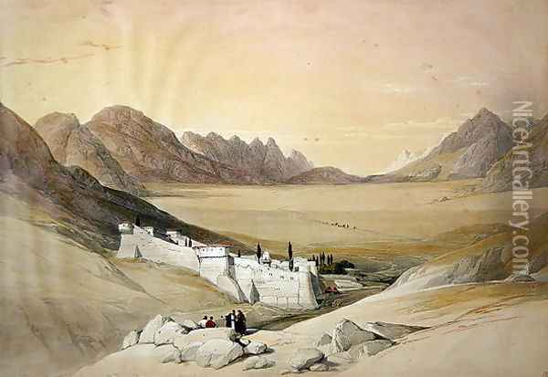 The Convent of St. Catherine, Mount Sinai, looking towards the Plain of the Encampment, February 21st 1839, plate 116 from Volume III of The Holy Land, engraved by Louis Haghe 1806-85 pub. 1849 Oil Painting - David Roberts