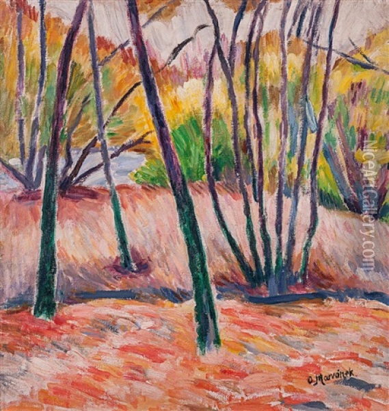 Podzimni Les Oil Painting - Otakar Marvanek