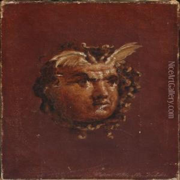 Pompeian Motiv With A Medusa Head Oil Painting - Vilhelm Peter C. Kyhn