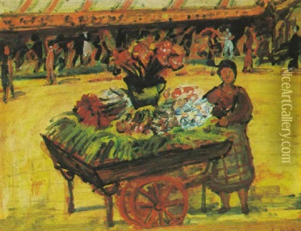 The Flower Stall Oil Painting - Abraham Mintchine
