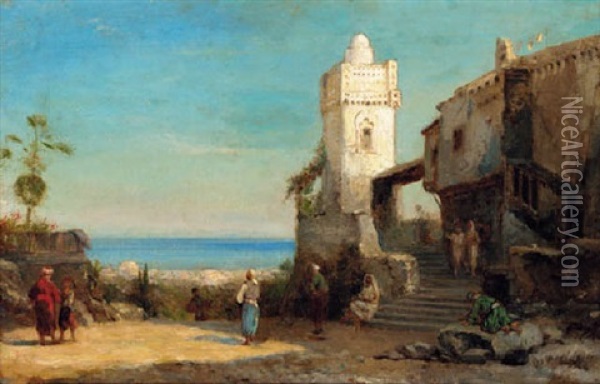 Sur La Terrace Oil Painting - Eugene Fromentin