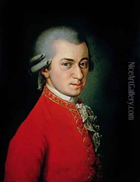 Portrait of Wolfgang Amadeus Mozart 1756-91 Austrian composer Oil Painting - Barbara Krafft