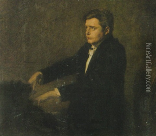 Hofrat Dr. Alexander Dillmann Am Klavier Oil Painting - Leopold Schmutzler
