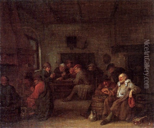 In Der Taverne Oil Painting - Egbert van Heemskerck the Elder