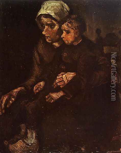 Peasant Woman with a Child in Her Lap Oil Painting - Vincent Van Gogh
