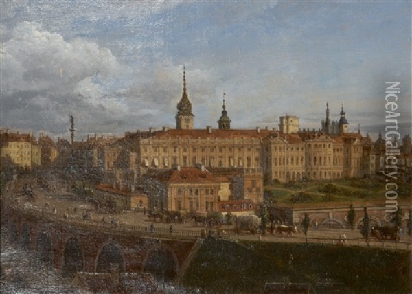 Vue Du Palais Royal De Varsovie Oil Painting - Jan Seydlitz