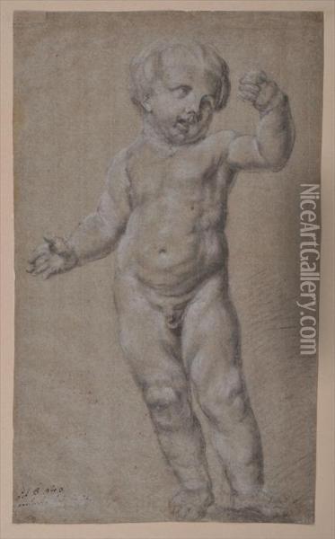 Study For A Standing Putto Oil Painting - Jacques-Augustin Pajou