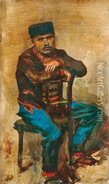 Resting Soldier Oil Painting - Laszlo Mednyanszky