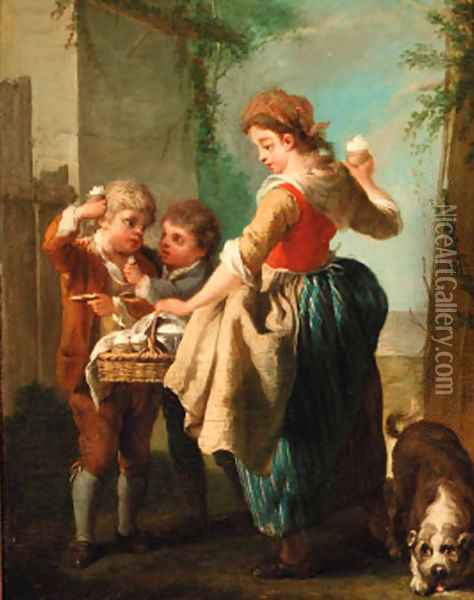 A woman selling sherbert Oil Painting - Jean Baptiste (or Joseph) Charpentier