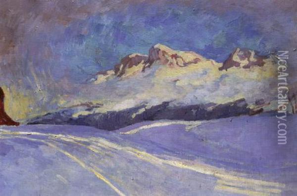 Winterlandschaft Bei Maloja Oil Painting - Giovanni Giacometti
