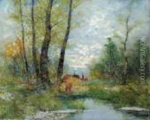 Herbstlicher Birkenwald Oil Painting - Georg Fischof
