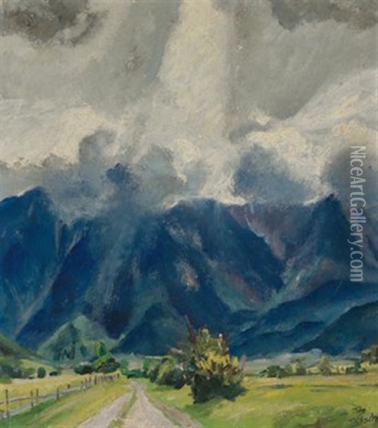 Schneeberg In Wolken Oil Painting - Igo Poetsch