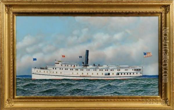 Portrait Of The Steamship 
Middletown. Oil Painting - Antonio Nicolo Gasparo Jacobsen