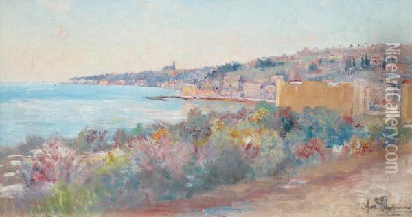 Viewof Nice, France Oil Painting - Axel Lindman