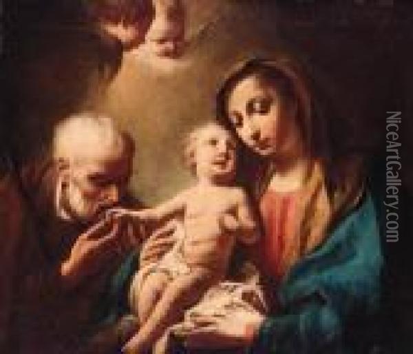 The Madonna And Child With Saint Anthony Of Padua Oil Painting - Giuseppe Angeli