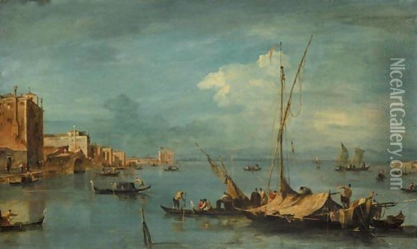 Venice, A View Of The Lagoon With The Fondamenta Nuove Looking Towards The Casino Degli Spiriti Oil Painting - Francesco Guardi
